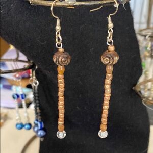 Brown Beaded Earrings